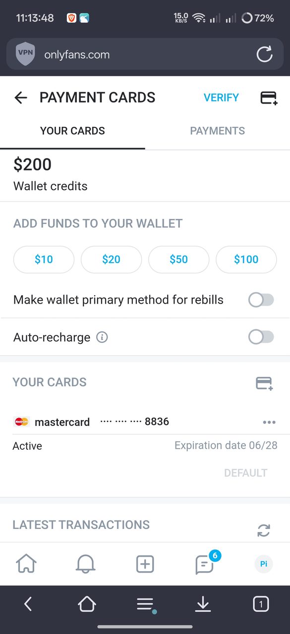 رصيد 200$ wallet screenshot — رصيد فعلي موثّق