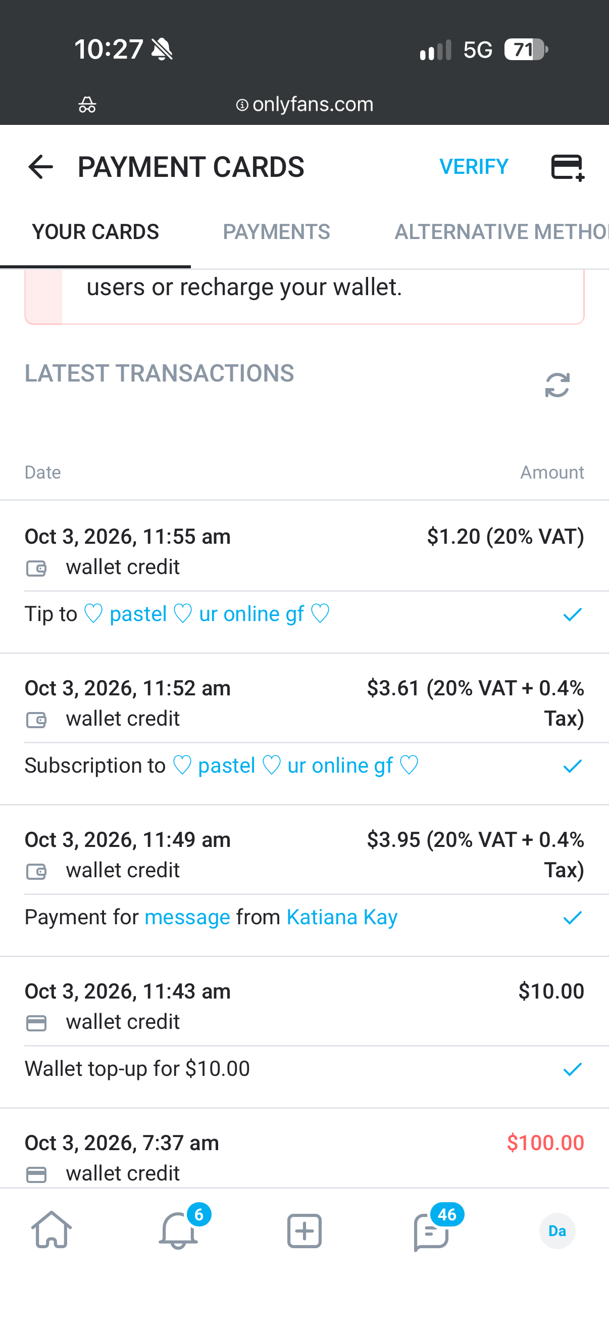 رصيد 200$ wallet screenshot — سجل معاملات حي